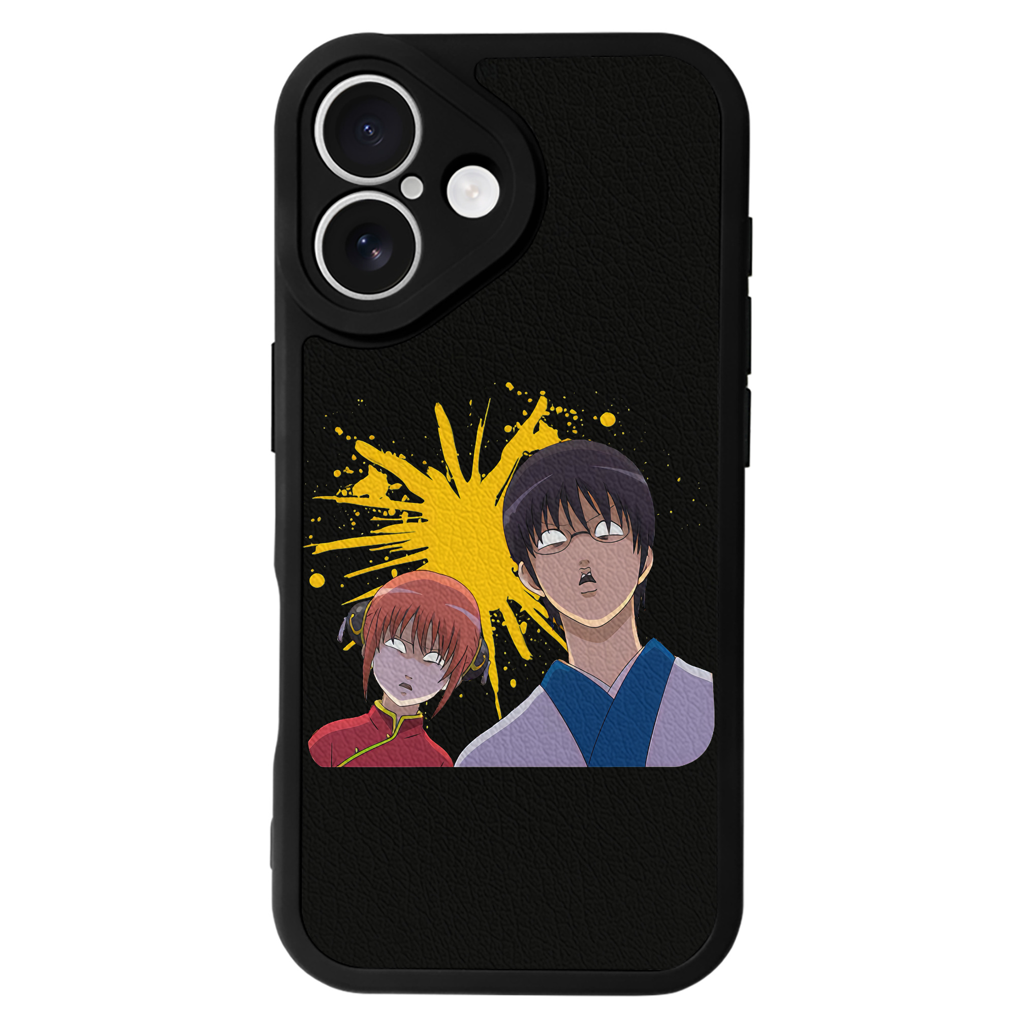 （画像用） ぎんたま 坂田銀時（さかたぎんとき） 神楽 志村新八（しむら しんぱち） GINTAMA Sakata Gintoki Kagura Shimura Shinpachi 【iPhone 16シリーズ対応】シリコンスマホケース（レザー調） 材質：シリコン